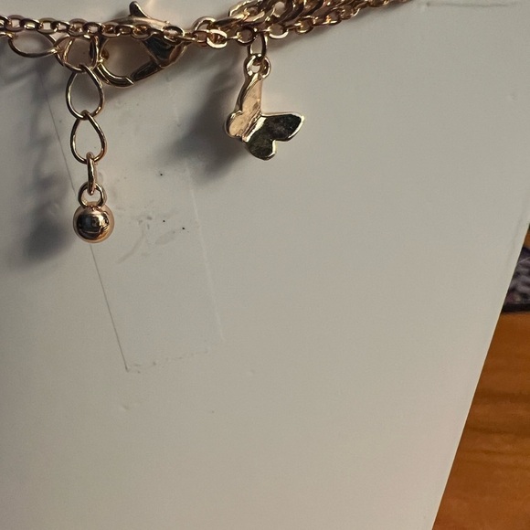 Forever 21 Gold Butterfly Anklet | Triple Strand with Delicate Charms - Picture 4 of 5